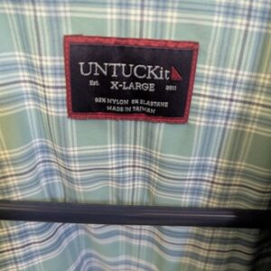 UNTUCKit Green and Blue Plaid Shirt